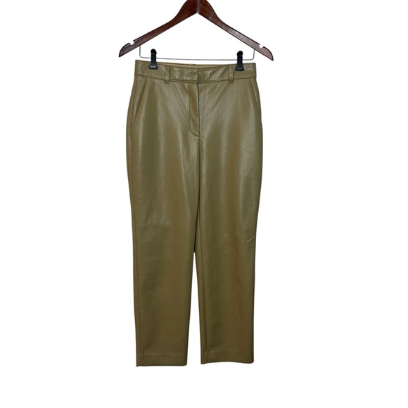 Aritzia Babaton Women's Size 4 Command Cropped Pant Mid Rise Vegan Leather Tan - Picture 2 of 12